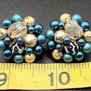 Vintage 1950’s Japan Cluster Bead Earrings